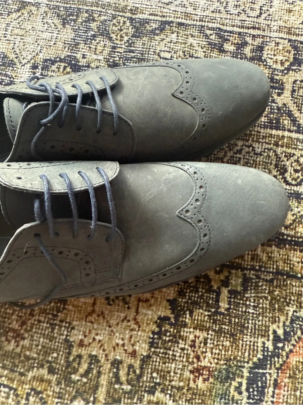 ASOS DESIGN grey faux-suede wingtip derby shoes Men’s Dress Shoes 11
